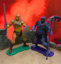 Load image into Gallery viewer, NEW! Rock Base Stands! In 80's Toy Green and Toy Purple! Double Peg, EXTENDED width (2 pack)